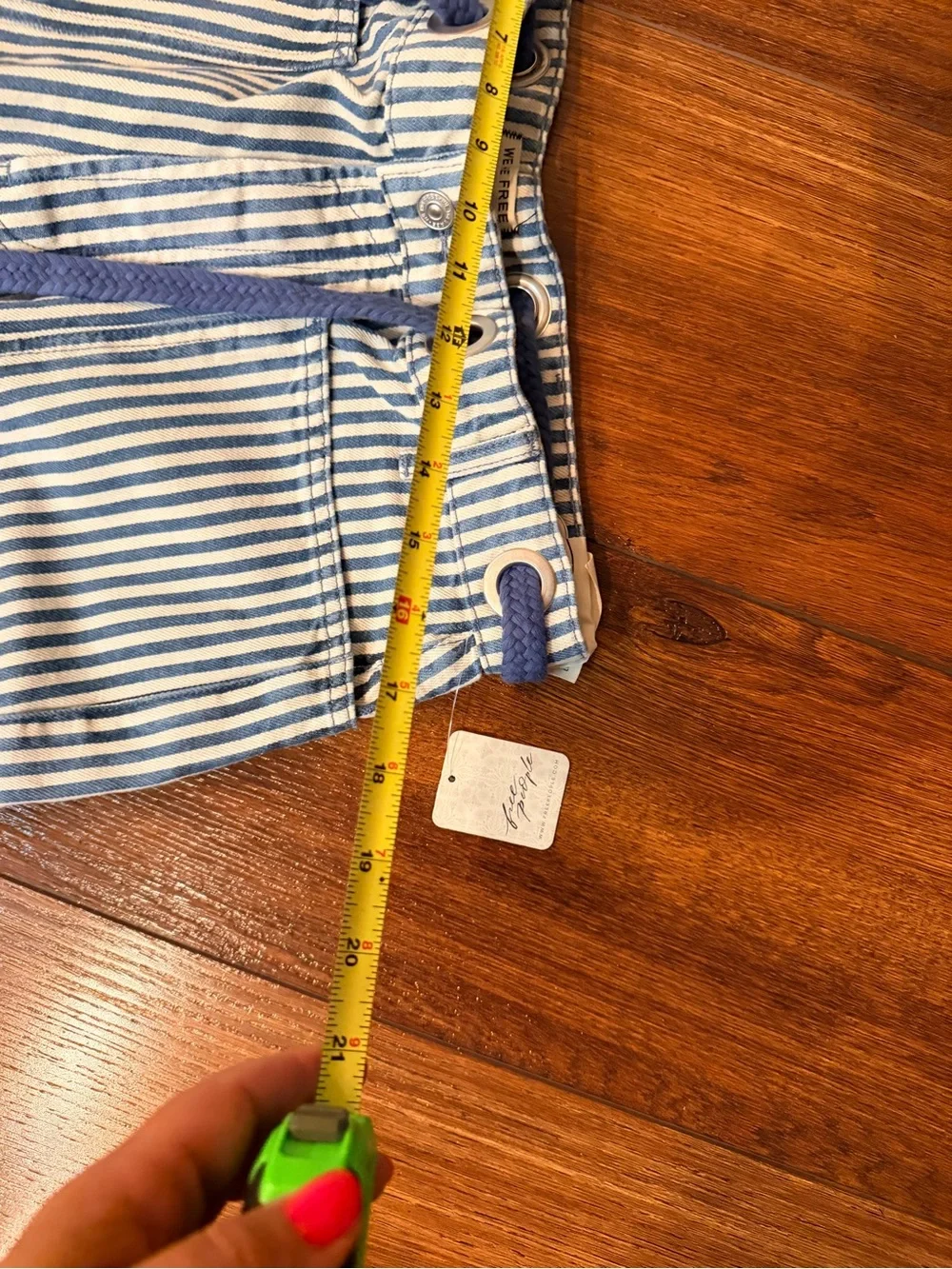We The Free Blue and White Striped Wide Leg Jeans - Picture 4 of 5